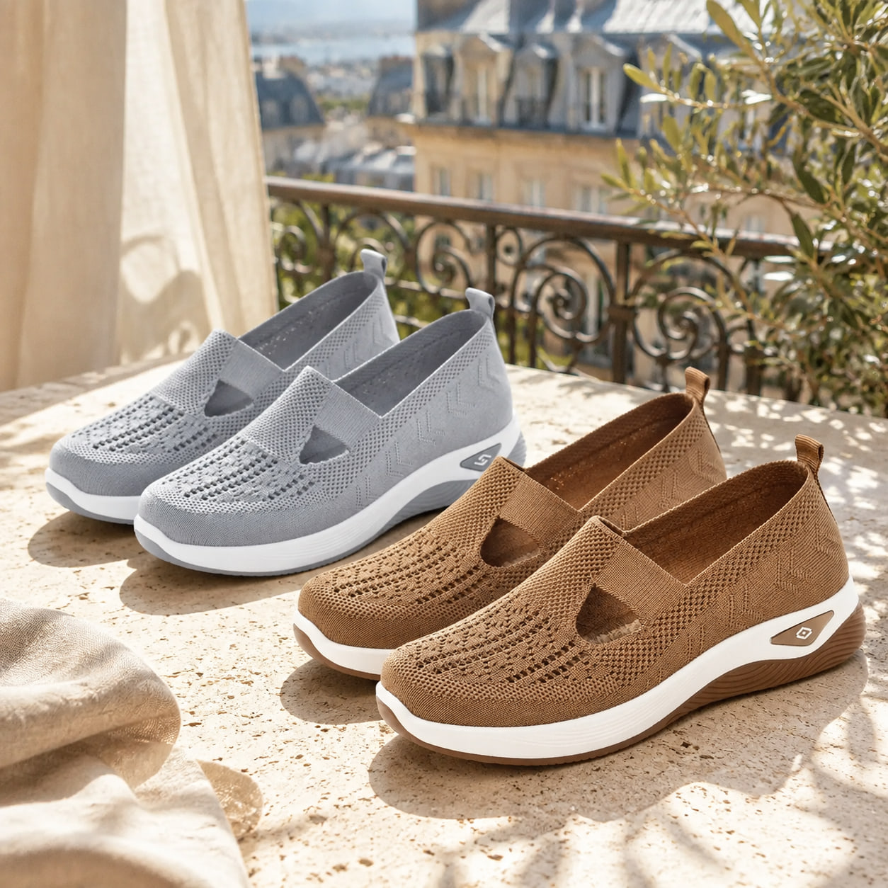 Achetez 2 (gris + café) -15 % – 🌸🌸🌸Chaussures Confort Femme à Enfiler – Légères, Respirantes et Amortissantes