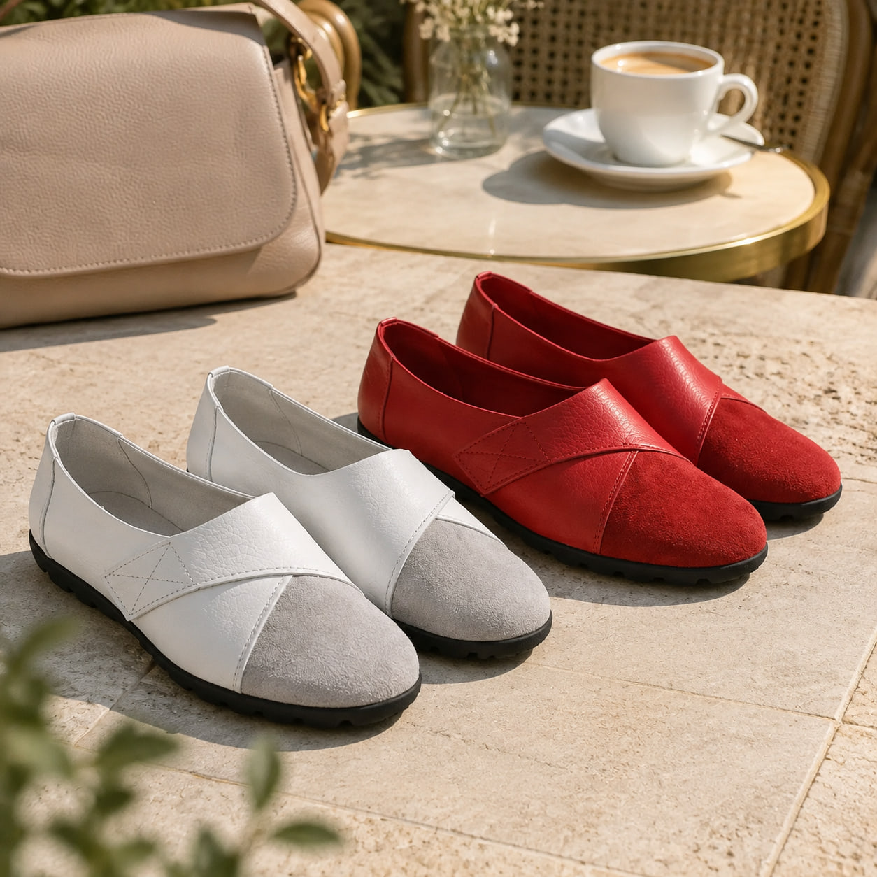 Achetez 2 (Blanc + Rouge) -15 % – 🌸🌸🌸Chaussures Femme Confortables et Élégantes – Légères, Souples & Faciles à Porter