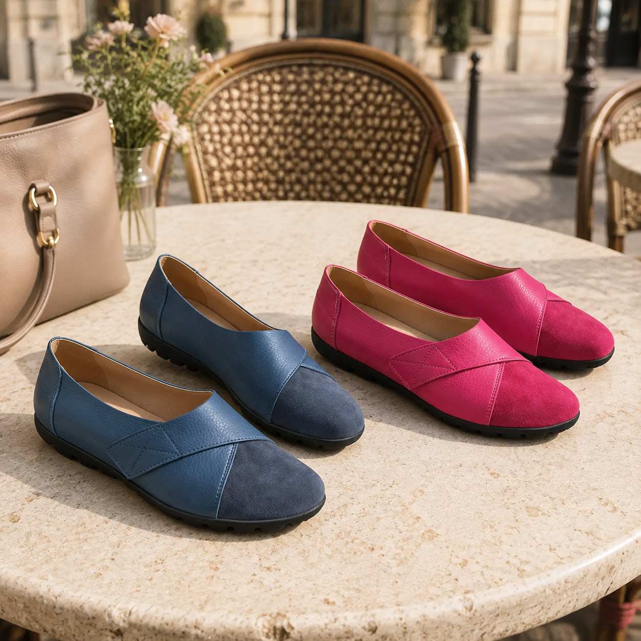Achetez 2 (Bleu clair + Rose) -15 % – 🌸🌸🌸Chaussures Femme Confortables et Élégantes – Légères, Souples & Faciles à Porter