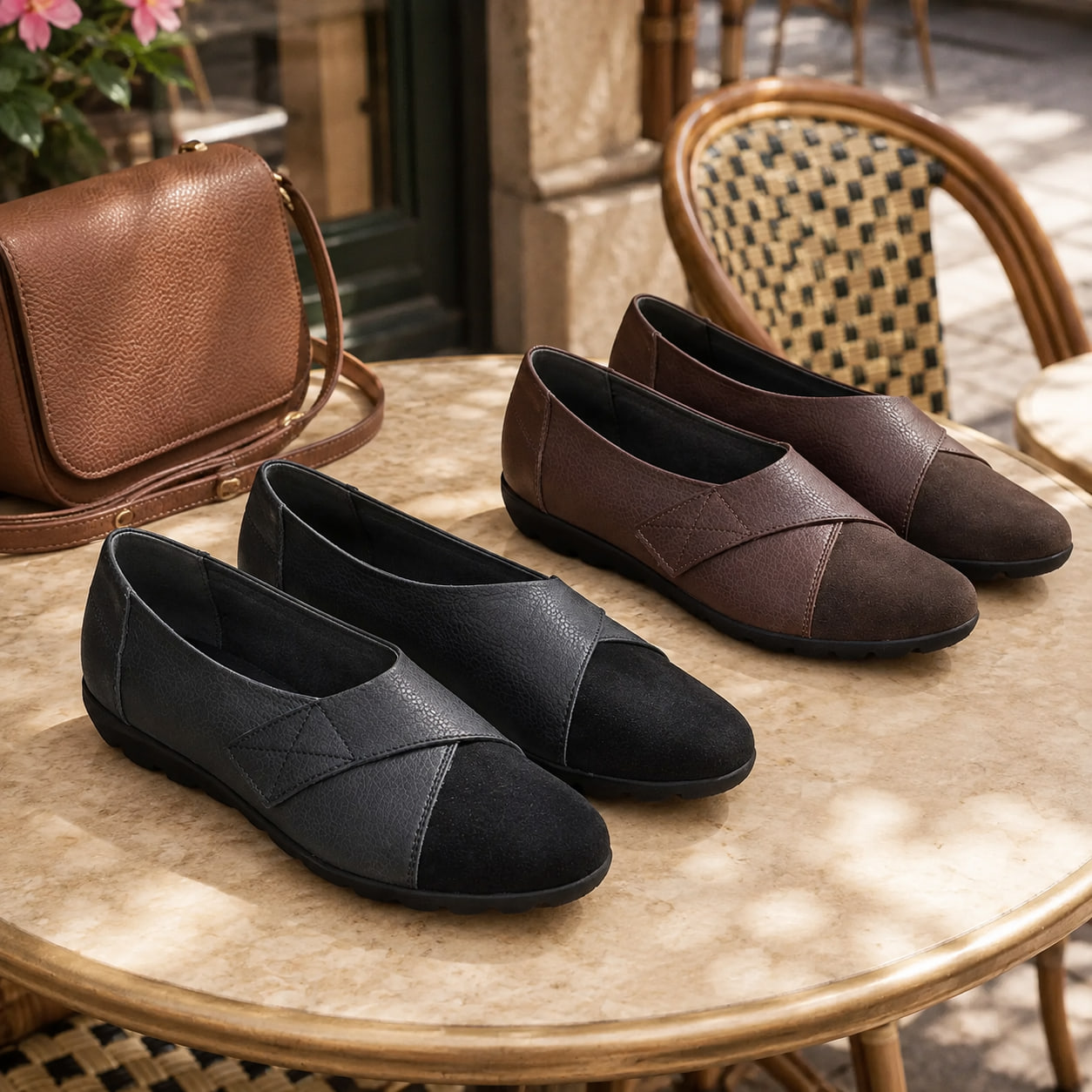 Achetez 2 (Noir + Marron) -15 % – 🌸🌸🌸Chaussures Femme Confortables et Élégantes – Légères, Souples & Faciles à Porter