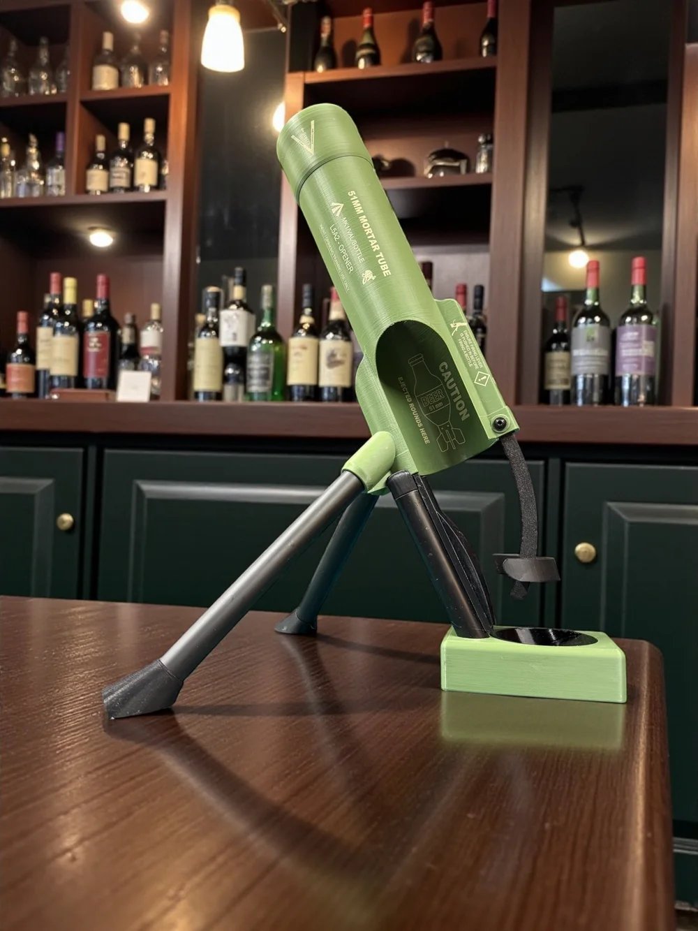 🔥LAST DAY 59% OFF🔥-🚀 51mm Beer Bottle Mortar Bottle Opener 🍻– Novelty Cap-Launching Desk & Bar Accessory🔥