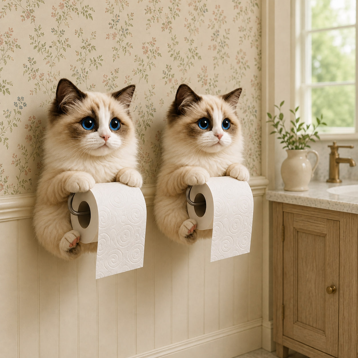 Lot de 2 – Style D (-15 %) – 🐾🐾🐾 Porte-papier toilette chat adorable – Décoration murale ludique avec rangement pratique pour rouleaux 😻