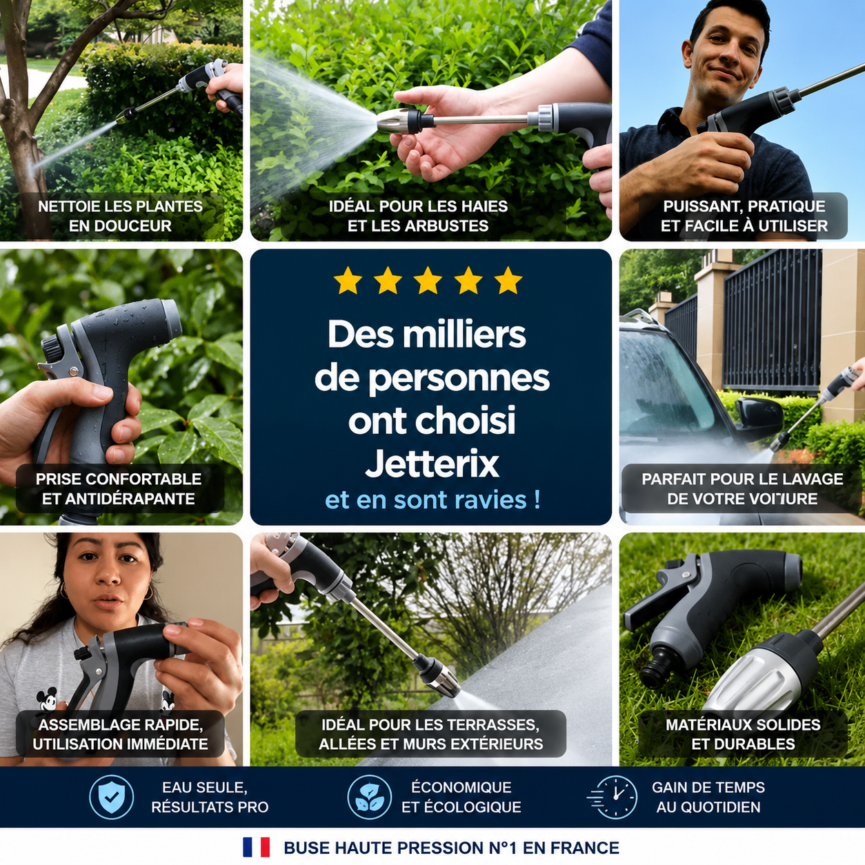 BUSE HAUTE PRESSION N°1 EN FRANCE – Transformez n’importe quel tuyau en jet d’eau haute pression, gagnez du temps, économisez de l’argent et obtenez un nettoyage impeccable