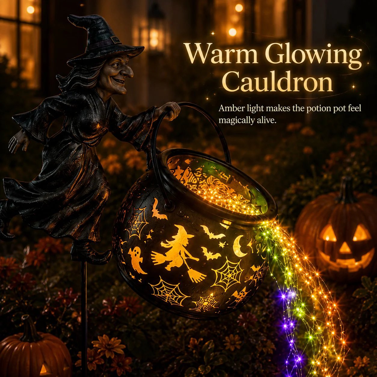 🧙‍♀️ LAST CHANCE! 60% OFF Halloween Witch Cauldron Solar Light – Add Spooky Charm to Your Yard 🎃