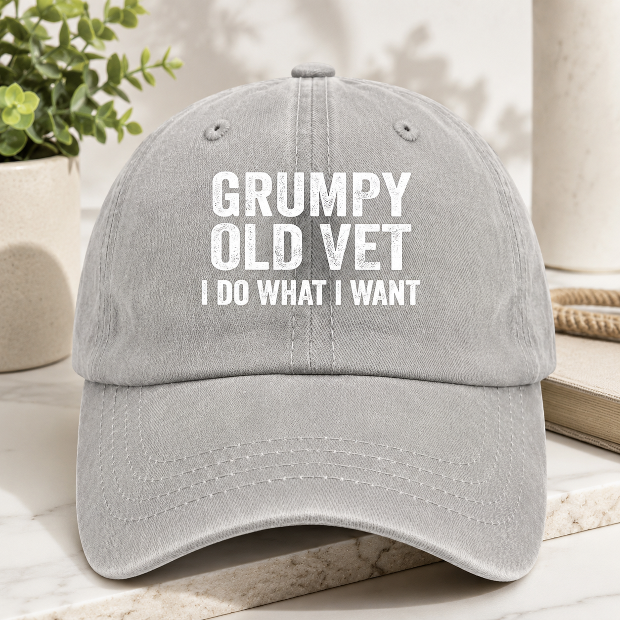 Bold Veteran Attitude Washed Dad Cap 🧢