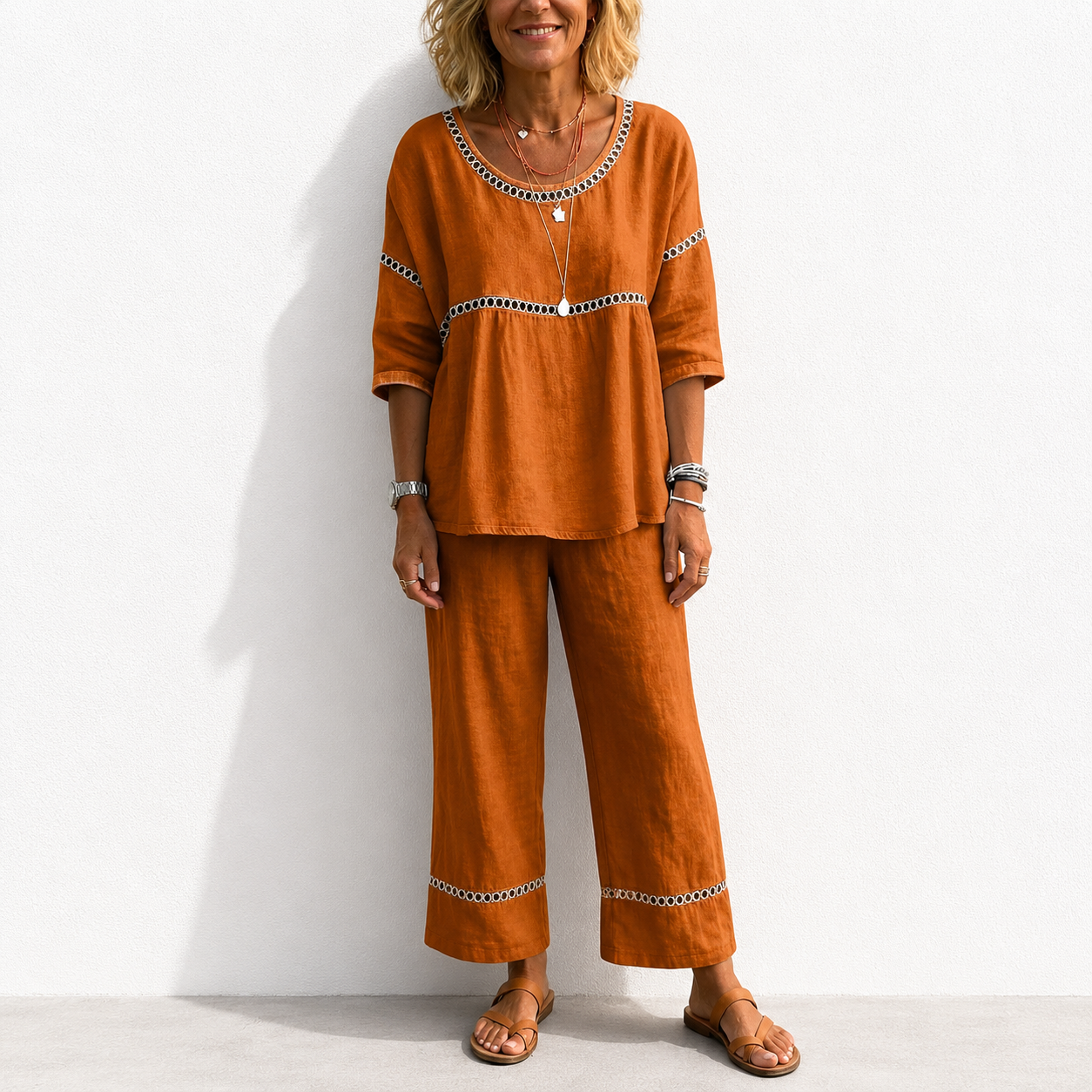 New Arrivals🔥 Women's Vintage Casual Loose-Fit Linen Two-Piece Set