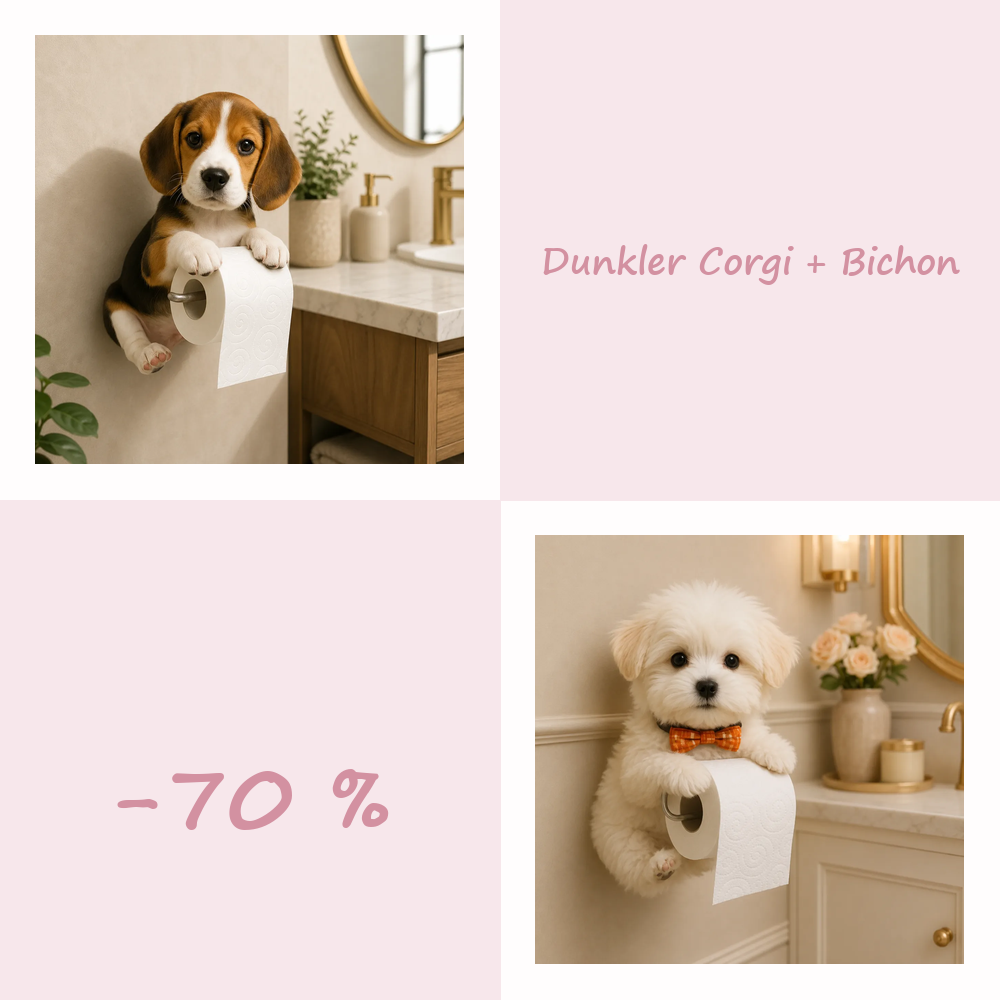 50 % RABATT!! 🐾 Niedlicher Toilettenpapierhalter in Hundeform – Ein verspielter Hingucker fürs Badezimmer, praktisch im Alltag 🧻✨