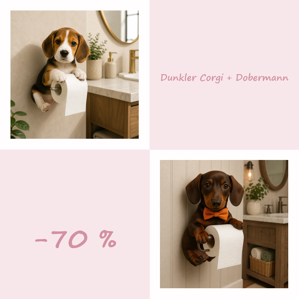 50 % RABATT!! 🐾 Niedlicher Toilettenpapierhalter in Hundeform – Ein verspielter Hingucker fürs Badezimmer, praktisch im Alltag 🧻✨