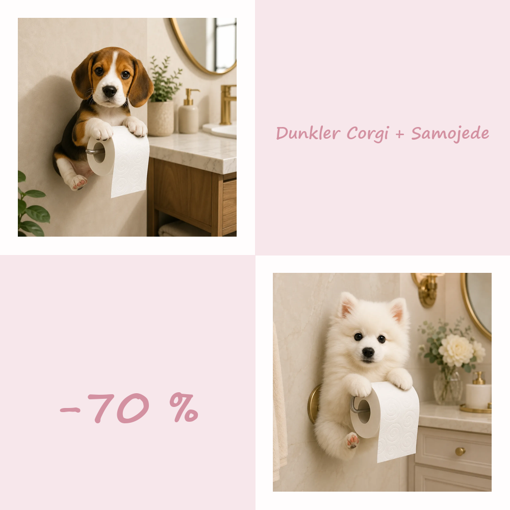 50 % RABATT!! 🐾 Niedlicher Toilettenpapierhalter in Hundeform – Ein verspielter Hingucker fürs Badezimmer, praktisch im Alltag 🧻✨
