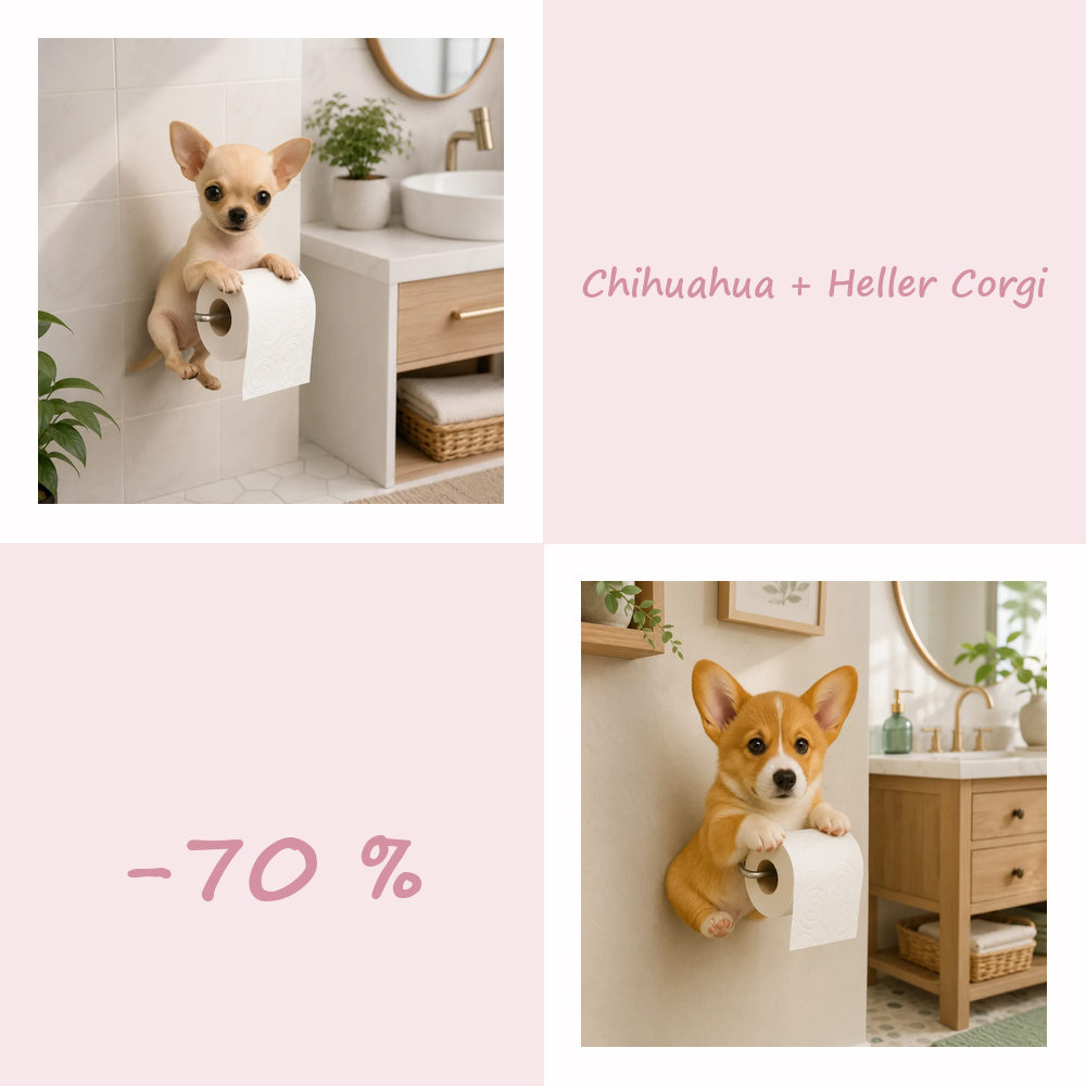 50 % RABATT!! 🐾 Niedlicher Toilettenpapierhalter in Hundeform – Ein verspielter Hingucker fürs Badezimmer, praktisch im Alltag 🧻✨