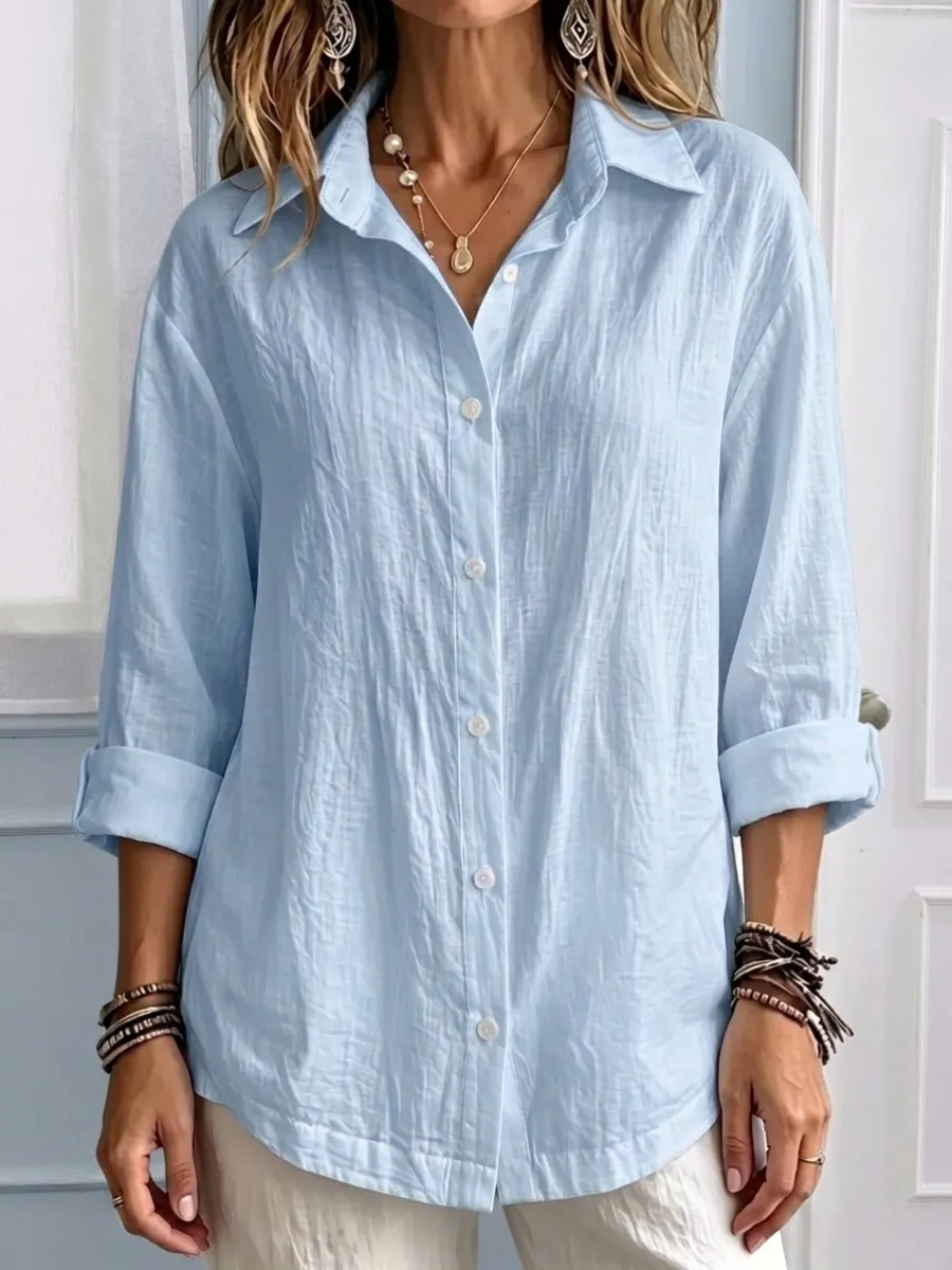 🎁🎁🎁New Arrival🔥 Women's Casual Linen Blend Long Sleeve Button Down Shirt