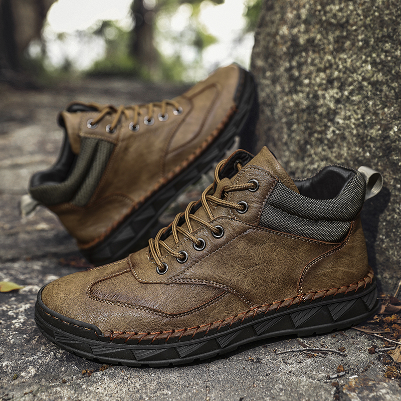 ⏰ Offre limitée : -70 % – Bottines en cuir pour homme – Bout large et soutien de la voûte plantaire et de la cheville