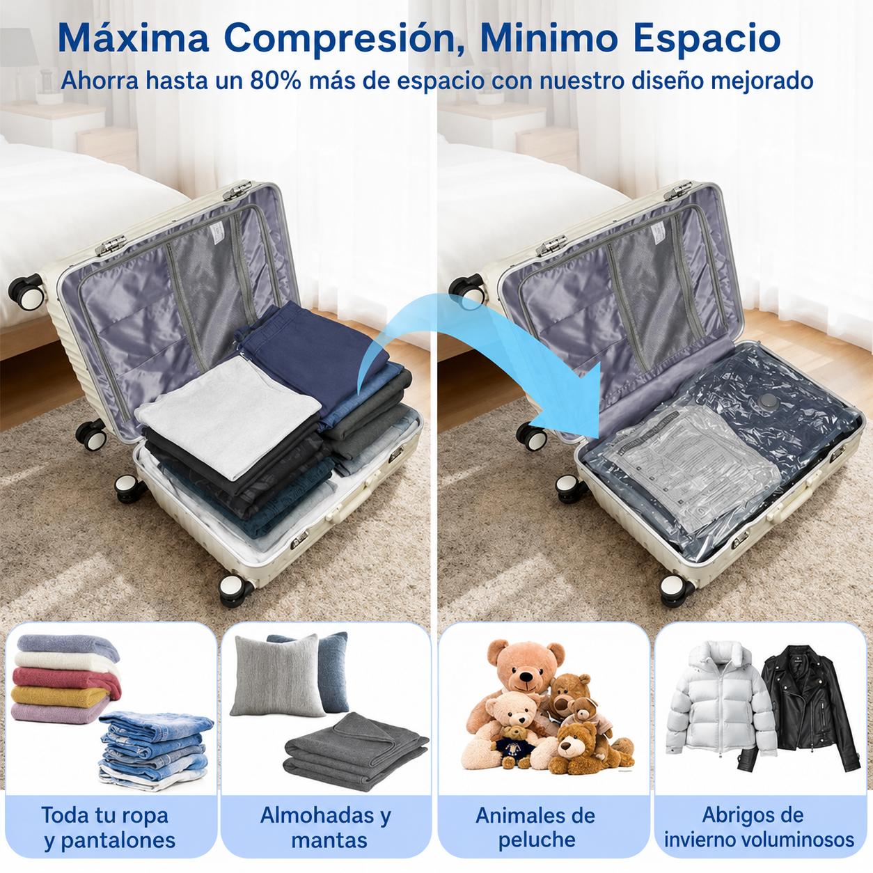 🏆⚡ ¡MÁS DE 50.000 UNIDADES VENDIDAS! Bolsa de Compresión al Vacío de Viaje con Bomba Eléctrica Inalámbrica