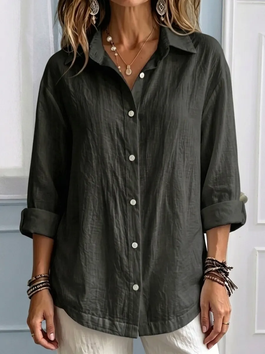 🎁🎁🎁New Arrival🔥 Women's Casual Linen Blend Long Sleeve Button Down Shirt