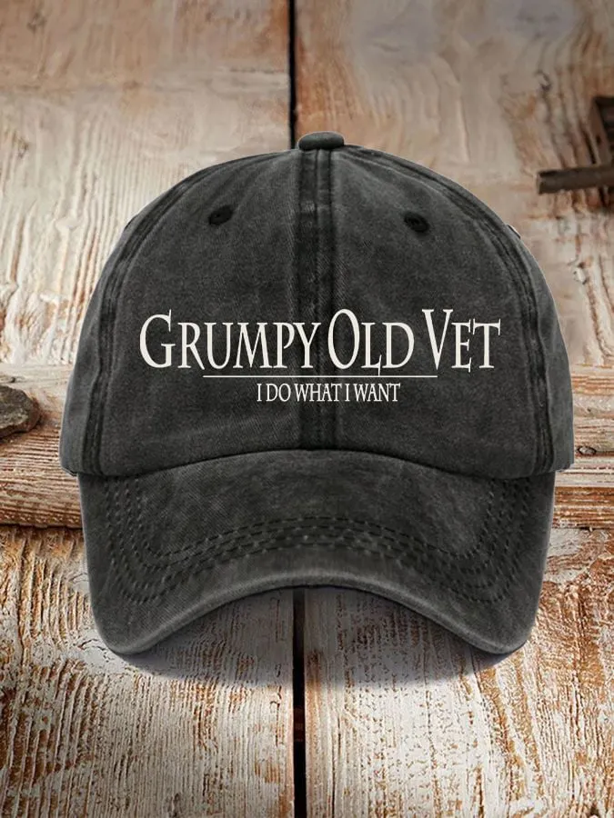 🔥 Veteran "I Do What I Want" Hat – Classic Printed Baseball Cap for Everyday Wear