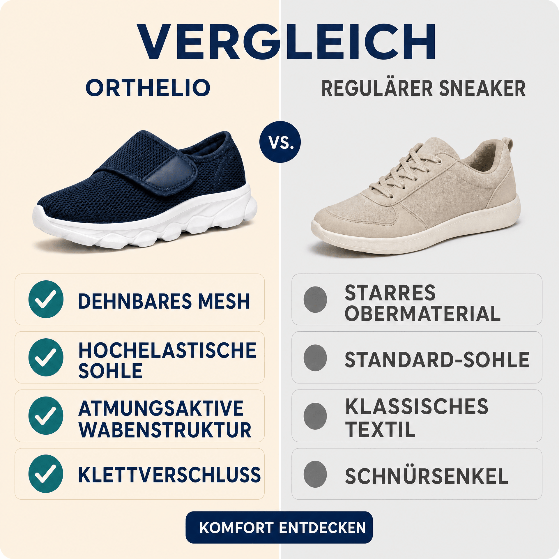 Leichte Komfortschuhe mit Klettverschluss – Atmungsaktiv, bequem & einfach anzuziehen