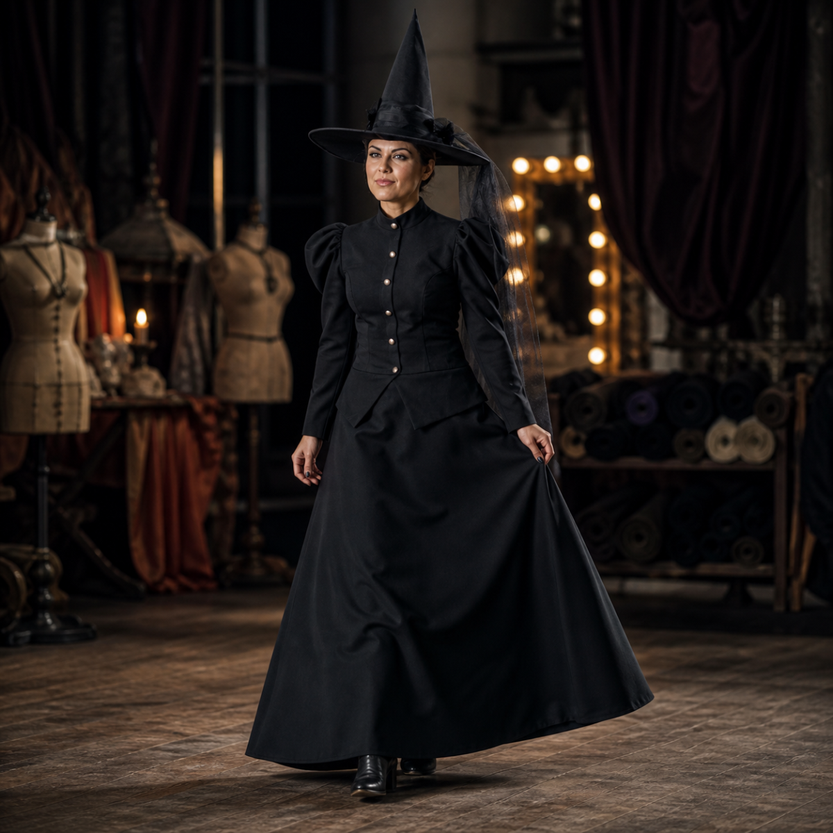 Scène dans un marché d'Halloween au clair de lune