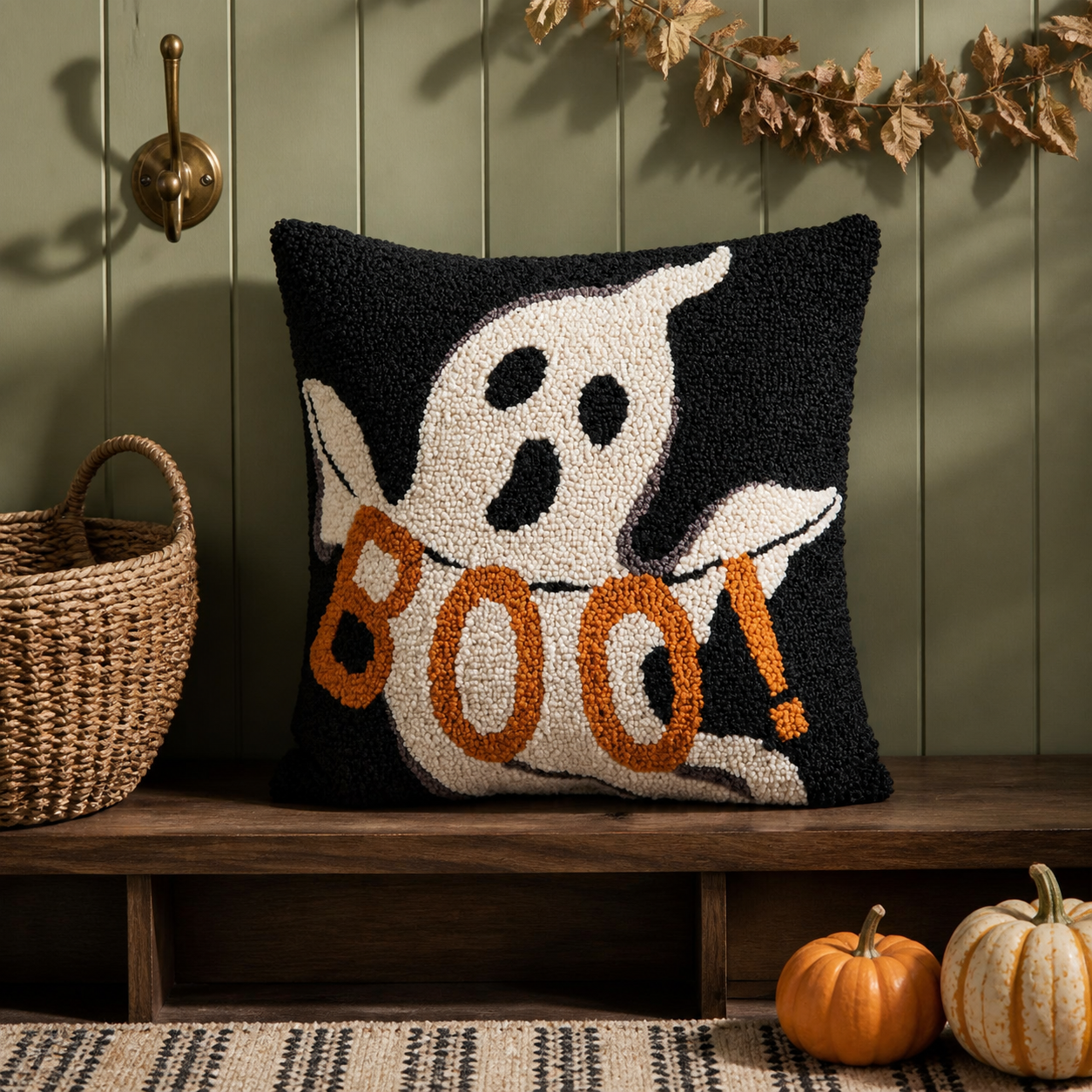👻 Douceur d’Halloween | Coussin fantôme BOO de 35 cm - présentation 3