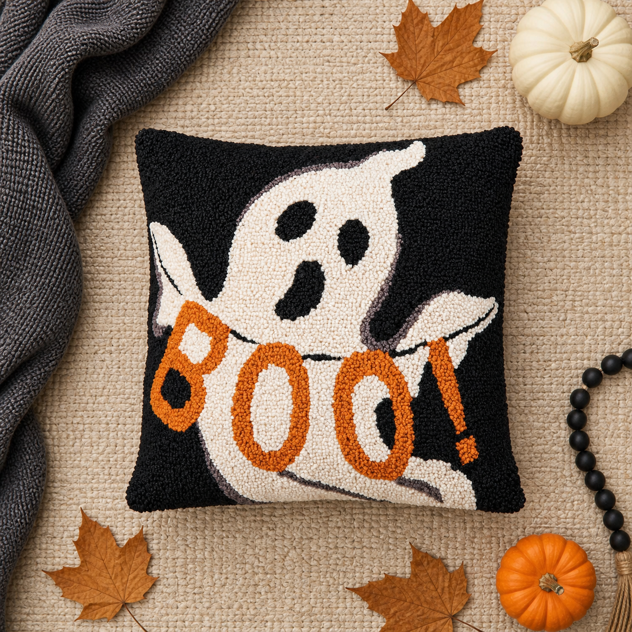 👻 Douceur d’Halloween | Coussin fantôme BOO de 35 cm - présentation 5