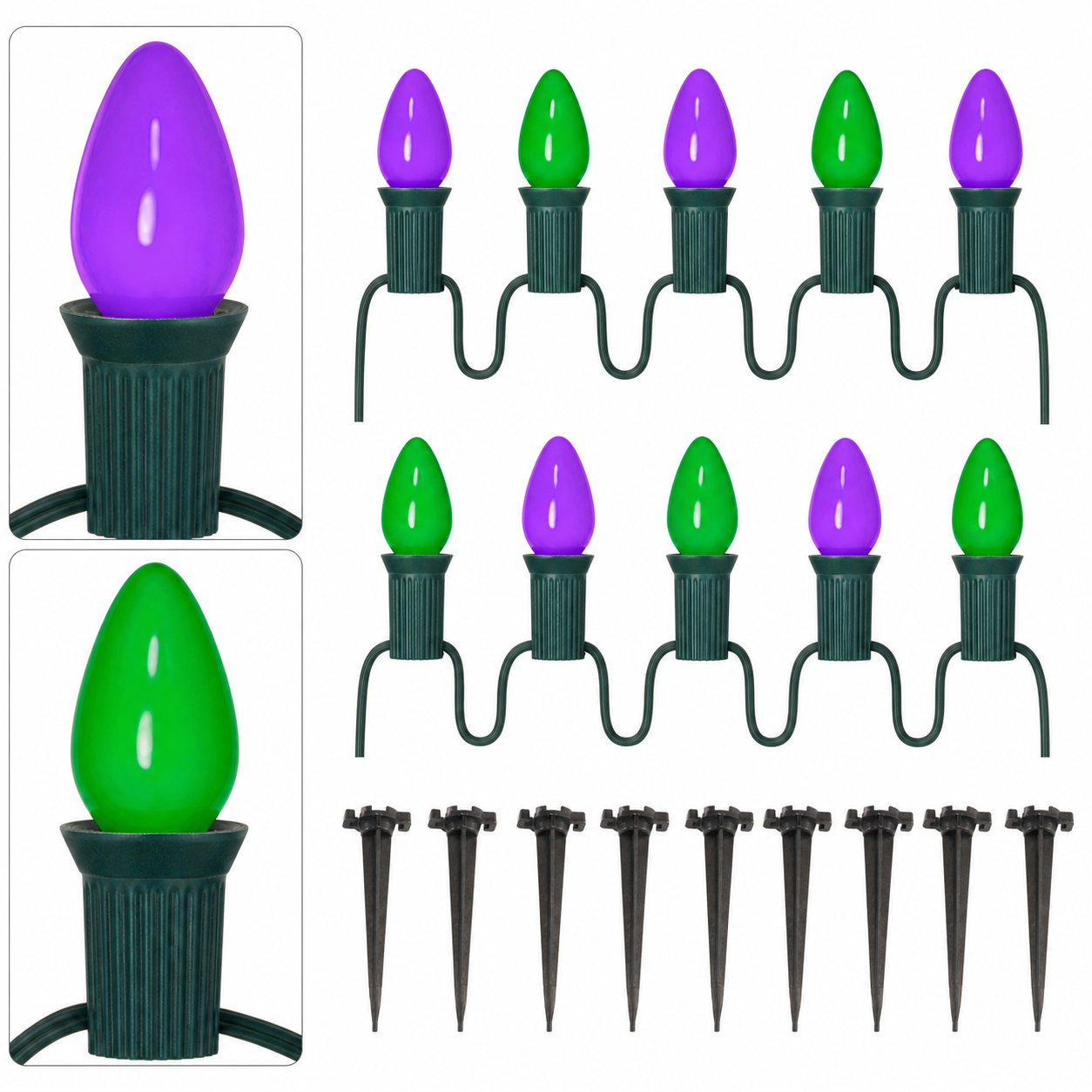 ✨ Balisez la nuit | 10 lumières LED violettes et vertes - présentation 6