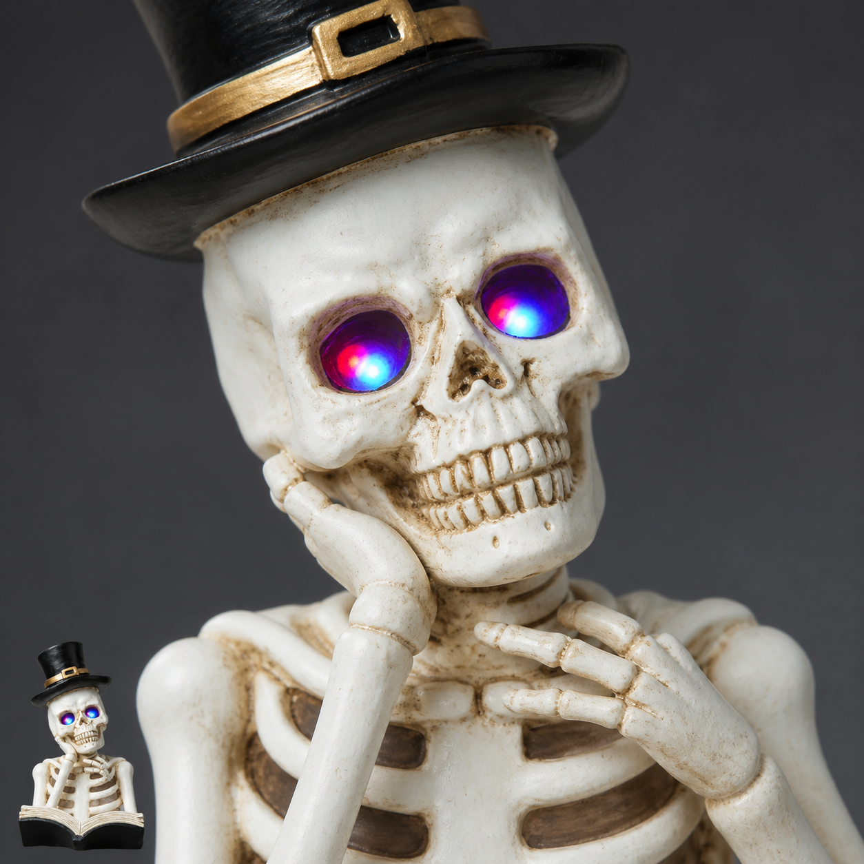 💀 Cabinet de curiosités | Squelette lecteur lumineux de 26 cm - présentation 6