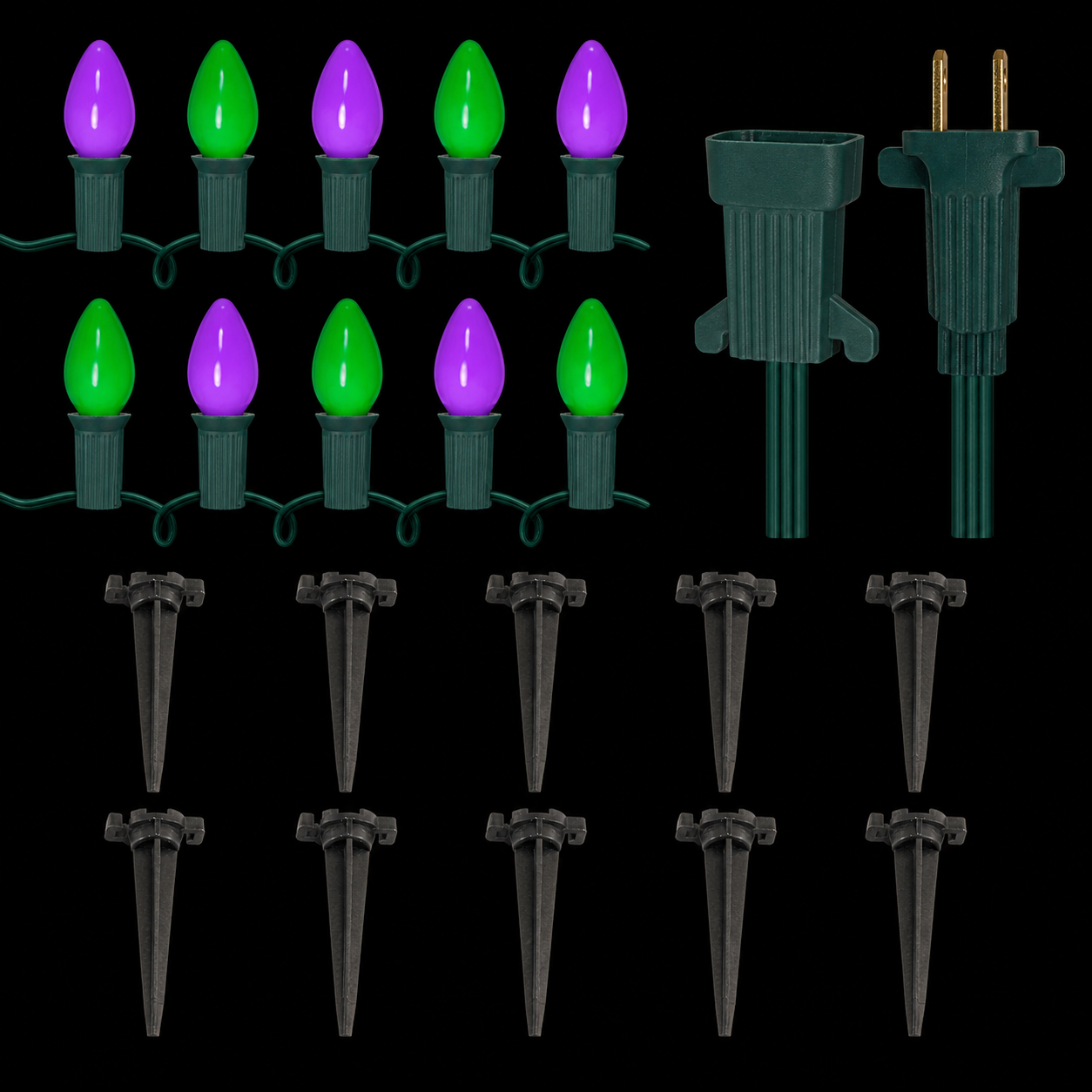 ✨ Balisez la nuit | 10 lumières LED violettes et vertes - présentation 8