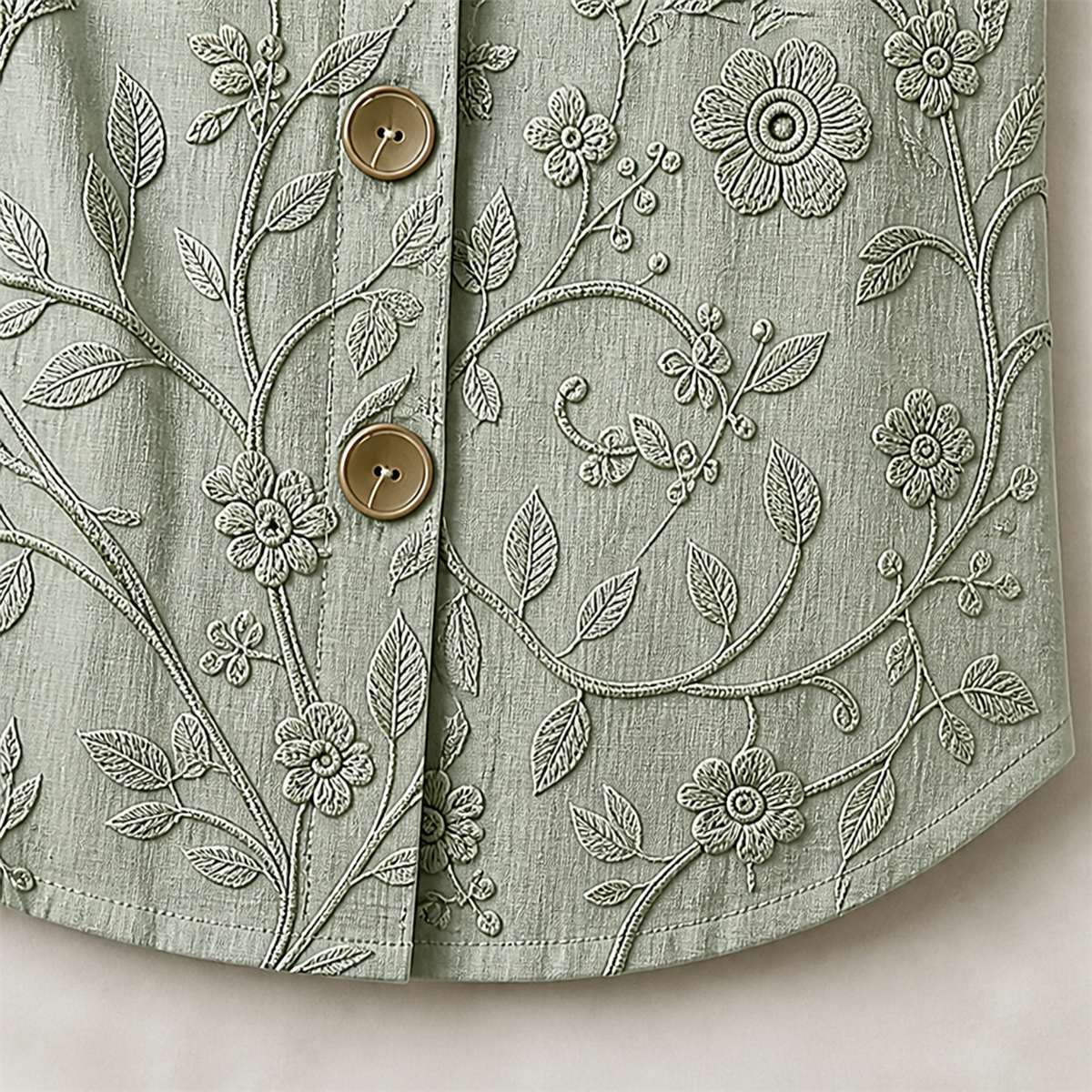 Women embroidered floral short-sleeve button shirt - Rolled short-sleeve detail