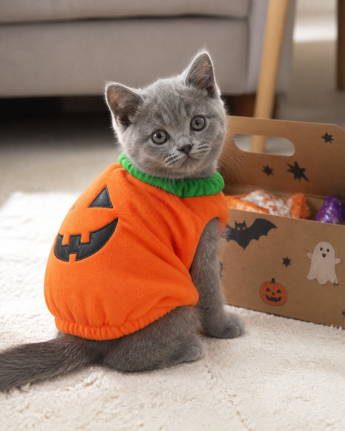 Pumpkin pet costume style inspiration: kitten styling