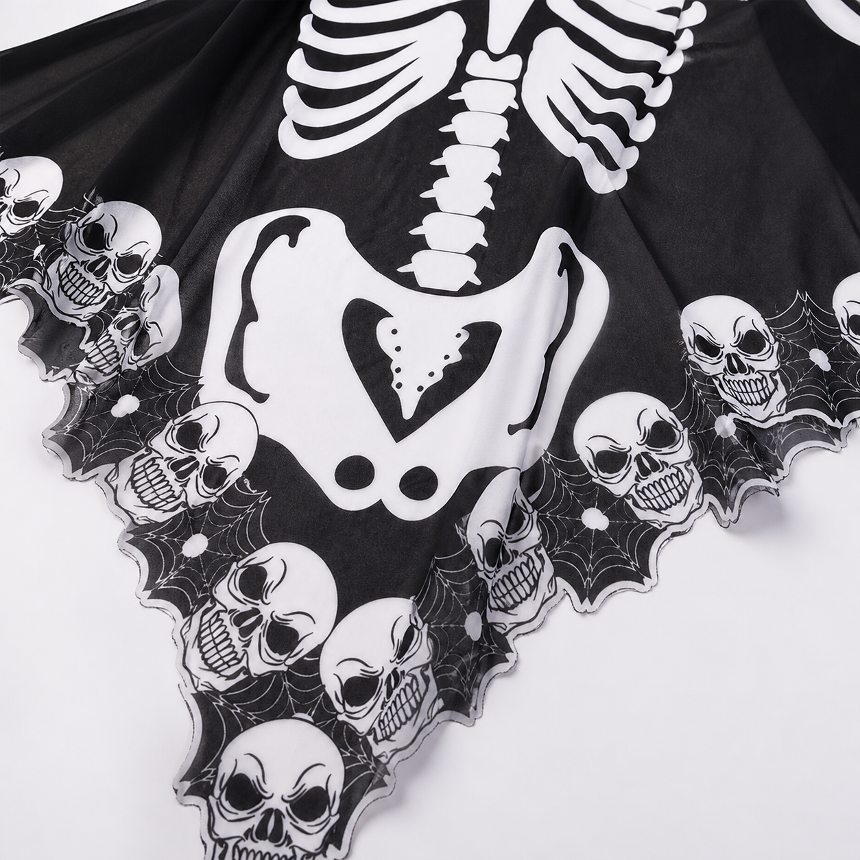 Cape poncho noire et blanche à motif squelette — vue 5