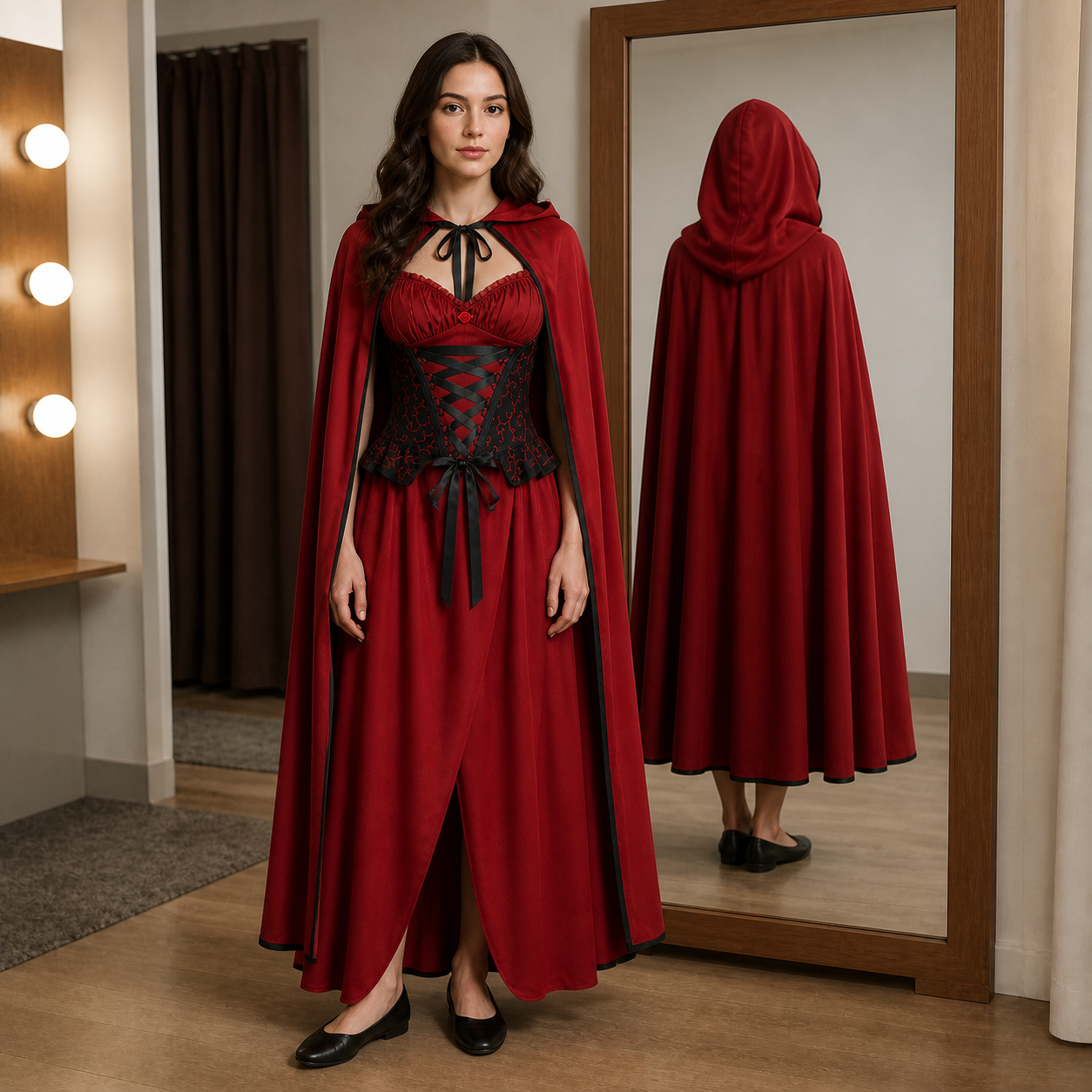 Vérification de la coupe devant un miroir