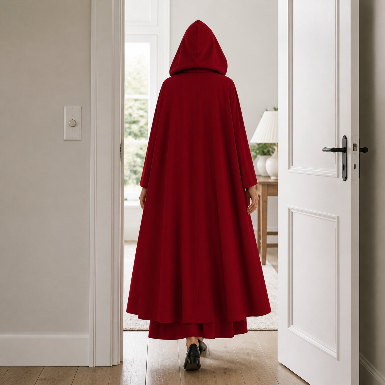 Vue arrière dans l'encadrement d'une porte