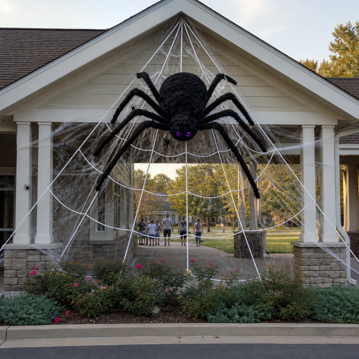 Customer-style inspiration showing the spider web kit in community entrance