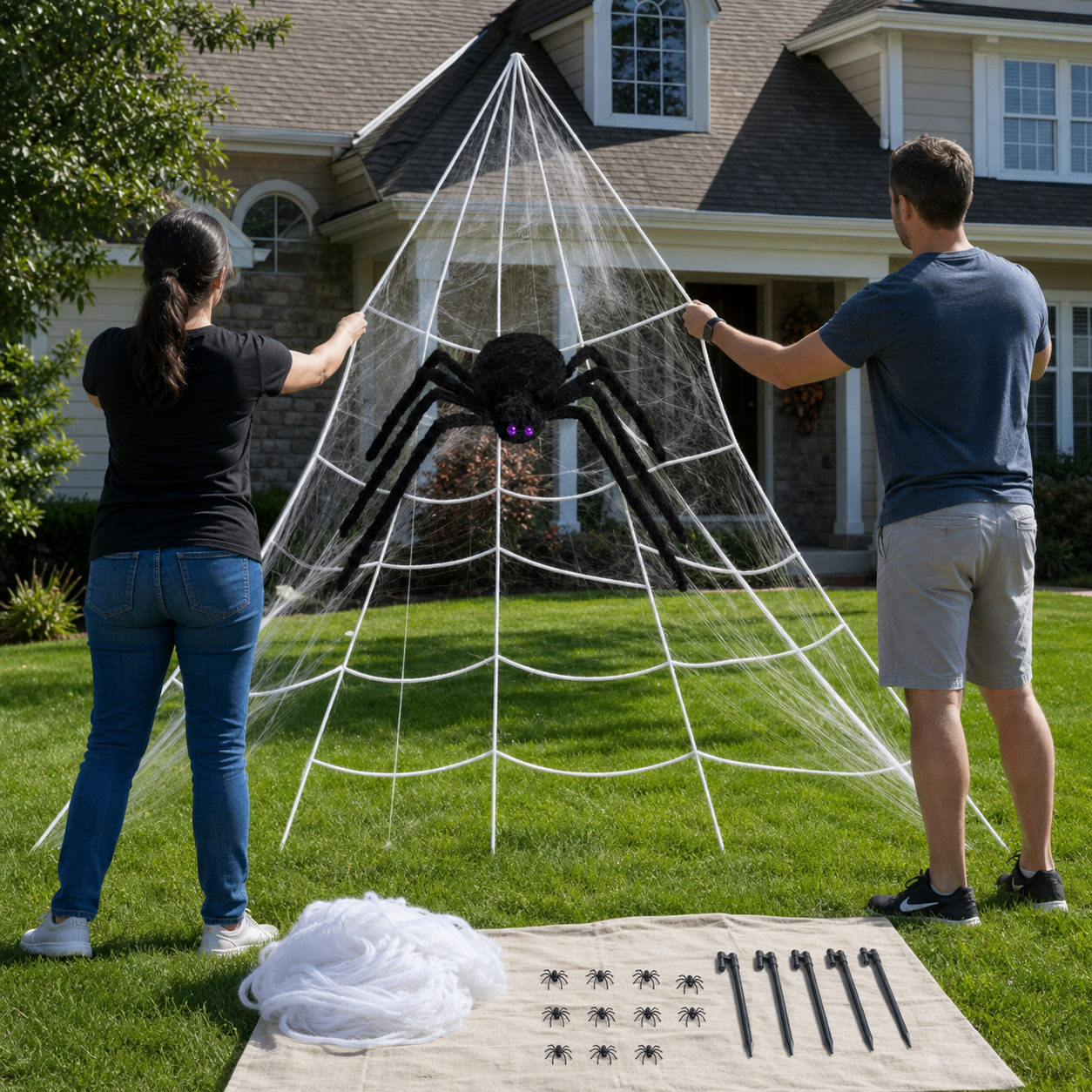 Customer-style inspiration showing the spider web kit in two-person setup
