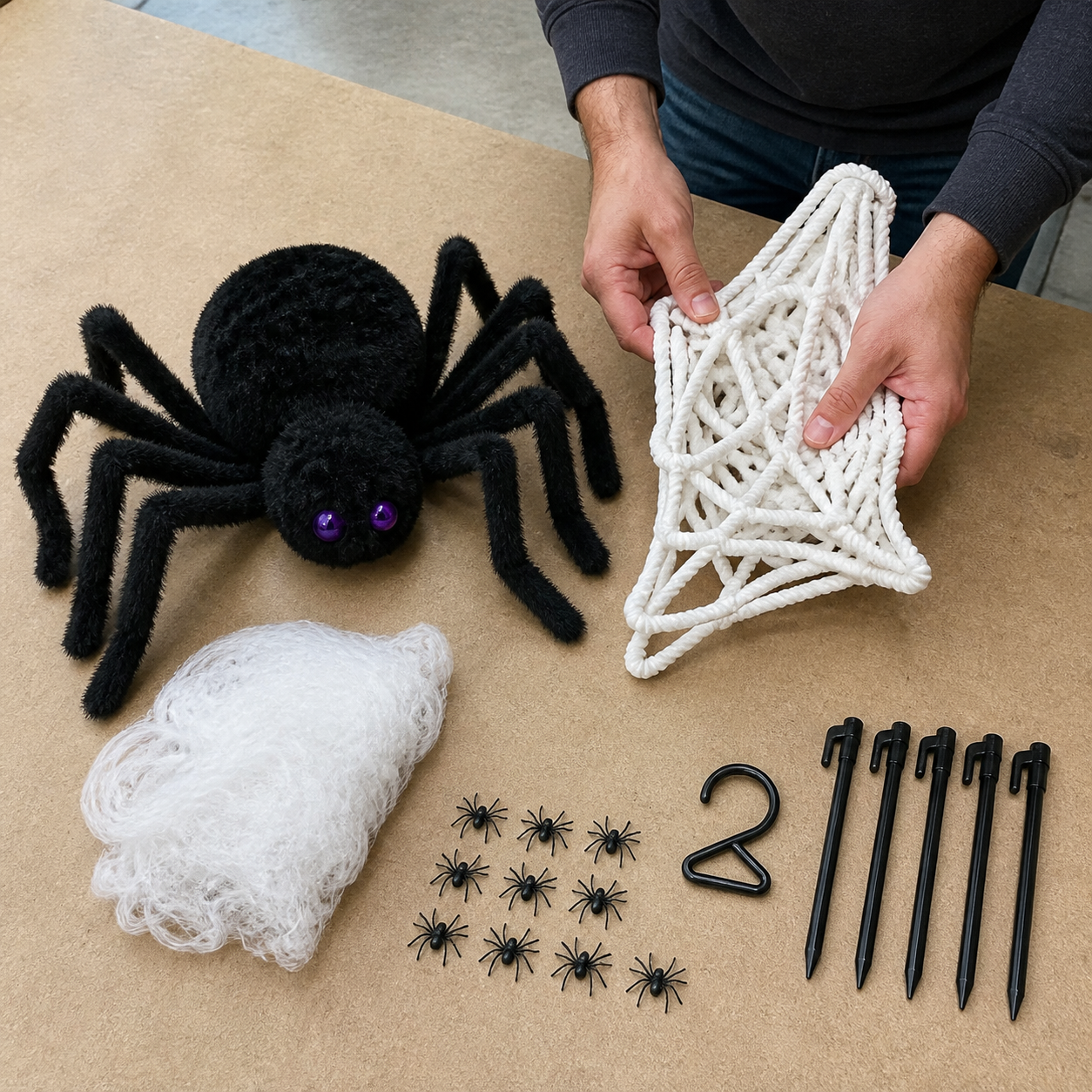Customer-style inspiration showing the spider web kit in compact storage