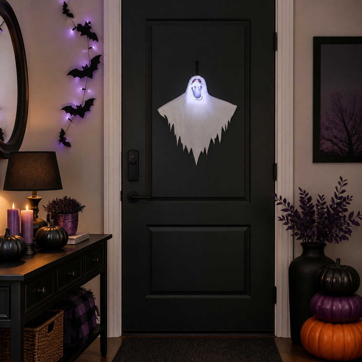 Décoration compacte sur une porte d'entrée