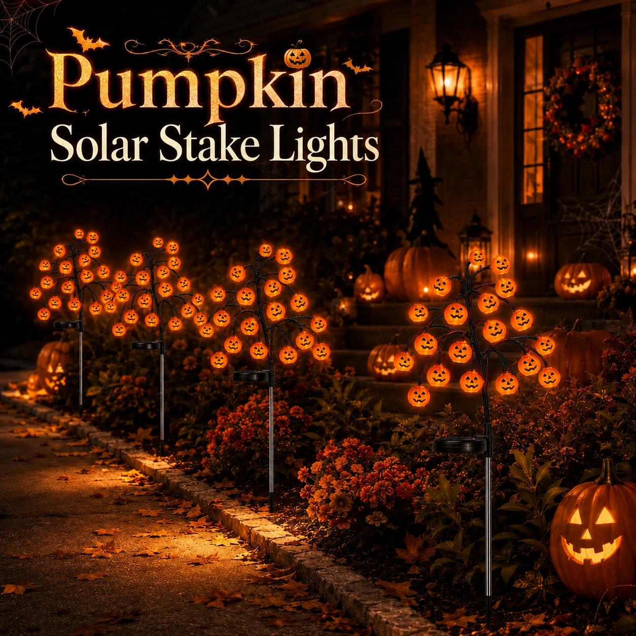 👻 Halloween Outdoor Decor Made Easy – Pumpkin Solar Stake Lights for Your Yard ✨