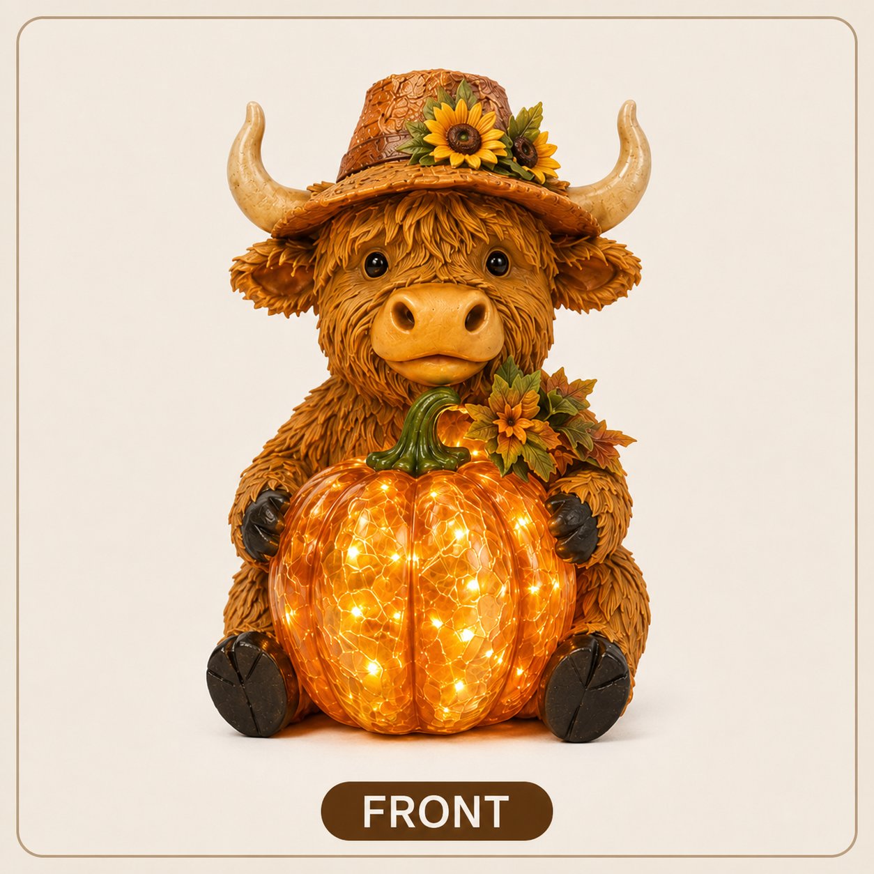 🎃🐮 Solar Highland Cow Pumpkin Light – Adorable Halloween Garden Decor with Magical Solar Glow