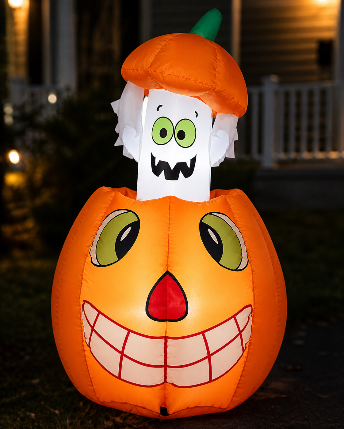 Pumpkin ghost inflatable styling concept in nighttime detail