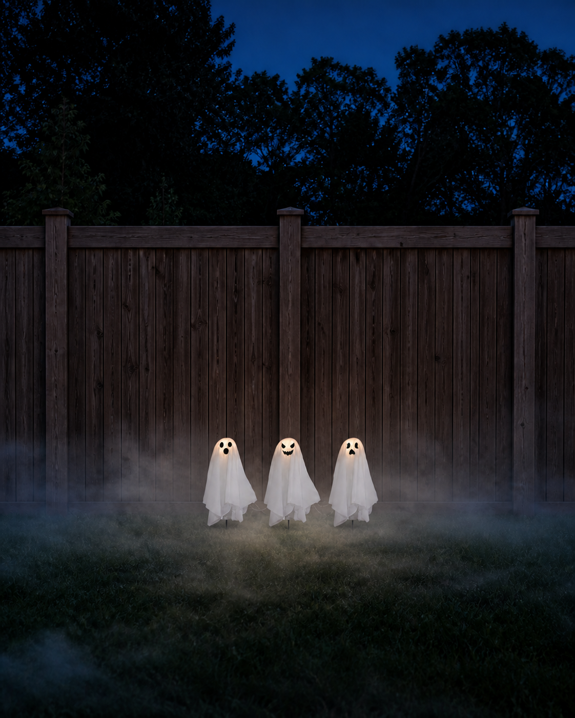 Mise en scène nocturne avec brume décorative
