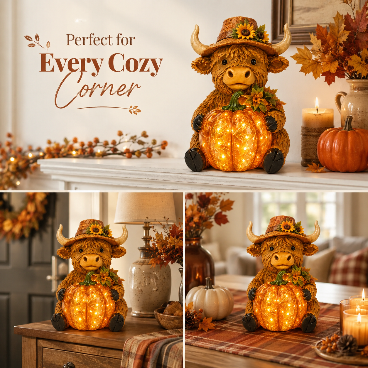 🎃🐮 Solar Highland Cow Pumpkin Light – Adorable Halloween Garden Decor with Magical Solar Glow
