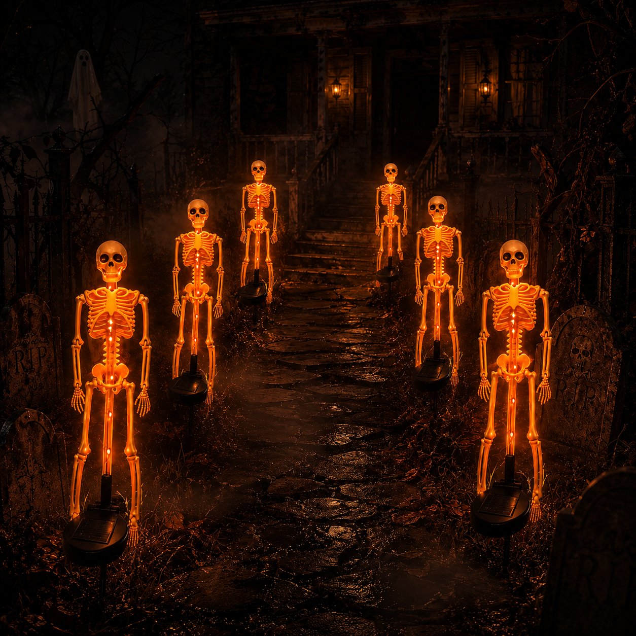 🎃 50% OFF Ends Today! Solar Skull Garden Lights with Creepy Color-Changing Glow 💀