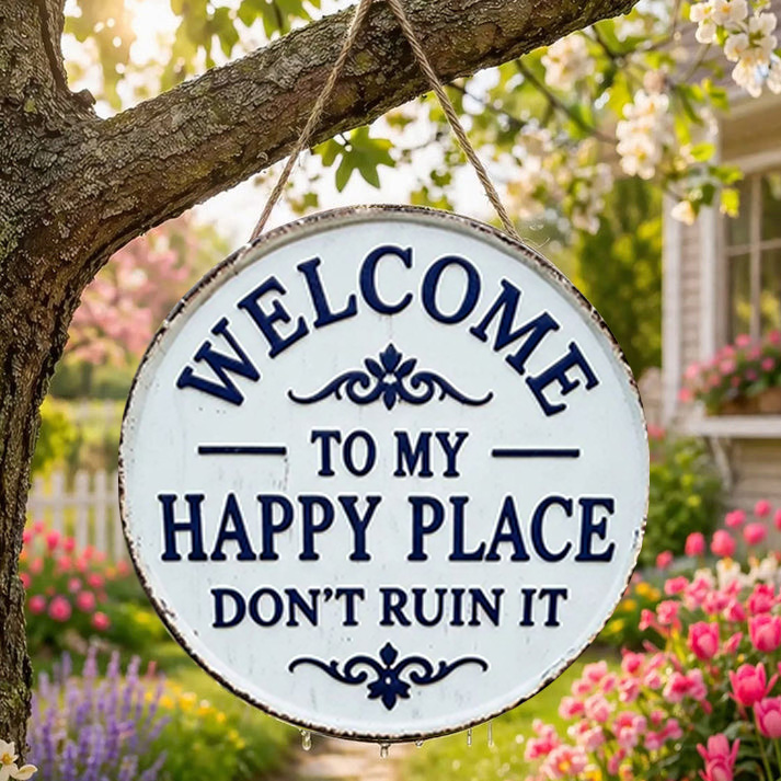 ✨Happy Place – Retro-Statement-Metallschild