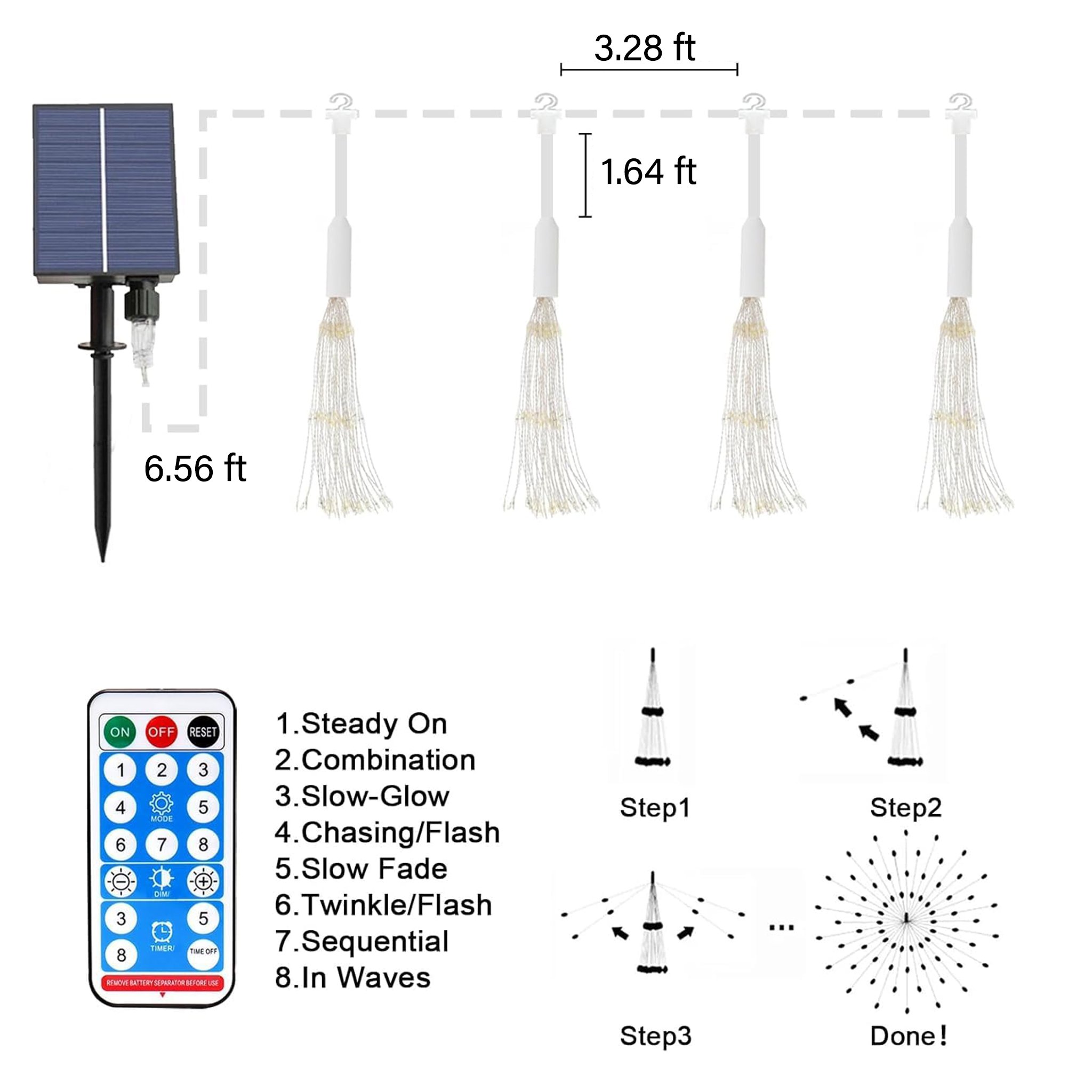 🎆 4er-Pack Solar-Feuerwerkslichter – 480 LEDs