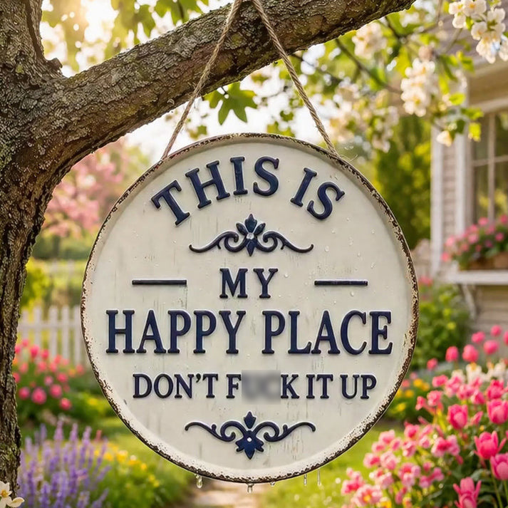 ✨Happy Place – Retro-Statement-Metallschild