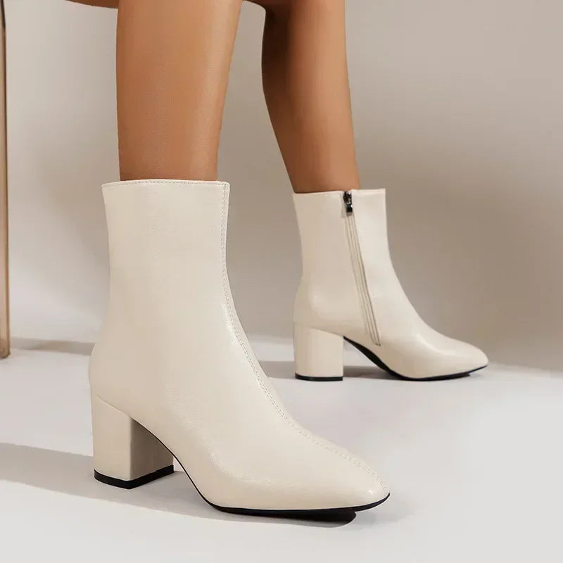 Women's Pointed-Toe Block-Heel Ankle Boots view 6