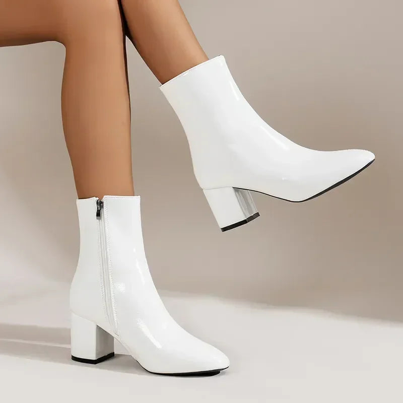 Women's Pointed-Toe Block-Heel Ankle Boots view 5