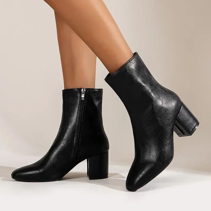 Women's Pointed-Toe Block-Heel Ankle Boots view 3