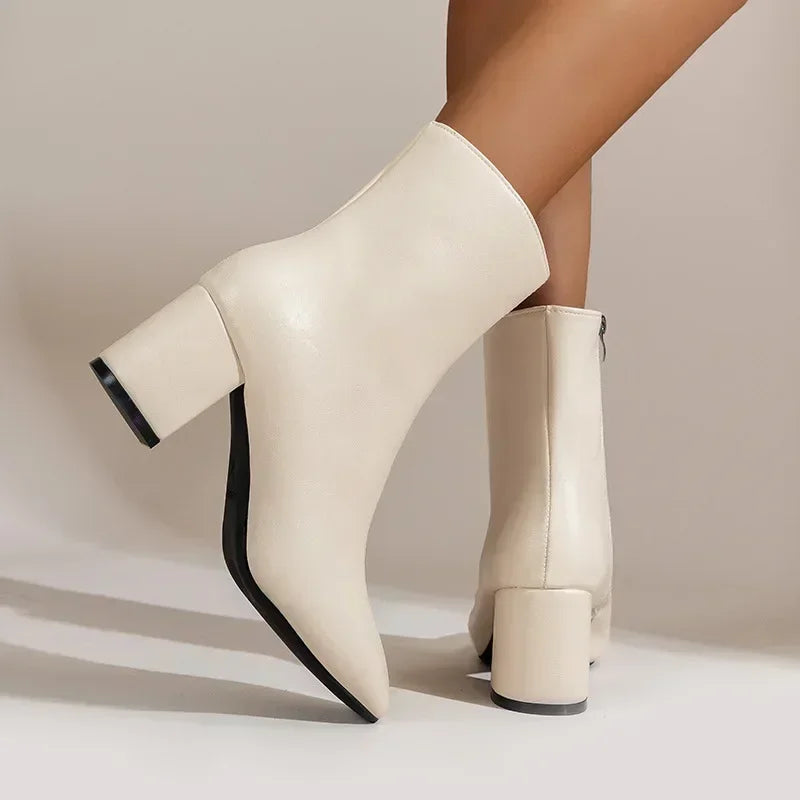 Women's Pointed-Toe Block-Heel Ankle Boots view 7