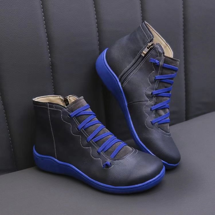 Harper Strap-Front Side-Zip Ankle Boots view 4