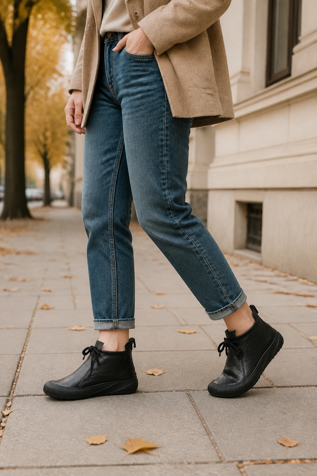 Women's Retro Lace-Front Ankle Boots styled on a model